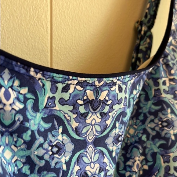Lands' End Navy & Blue Beach Coastal Vacation Swim Dresskini with Bottoms Sz 18W - Picture 6 of 16
